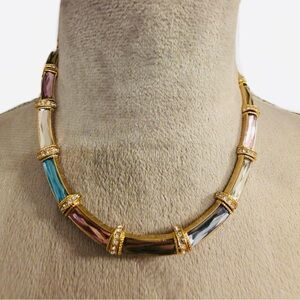 NWT 🩷🤎🩵 True To Form Bamboo Link Multicolored Gemstones Necklace